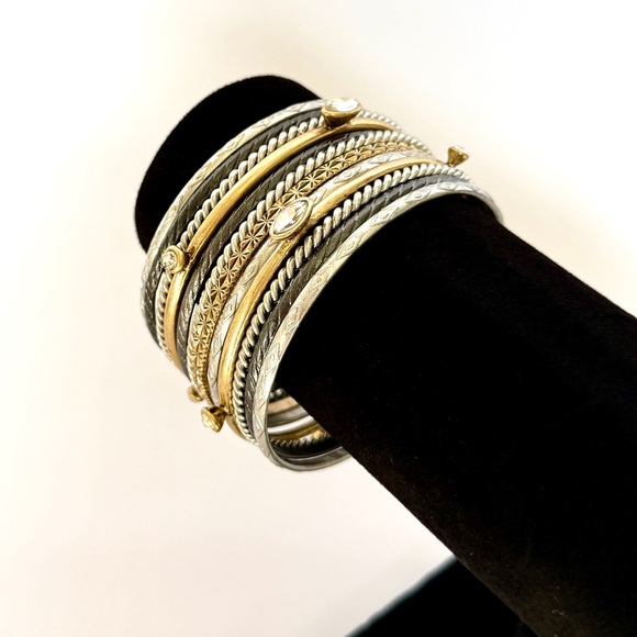 NEIMAN MARCUS Stackable Mixed Metal Bangle Set of 12 | NWT - Picture 2 of 9